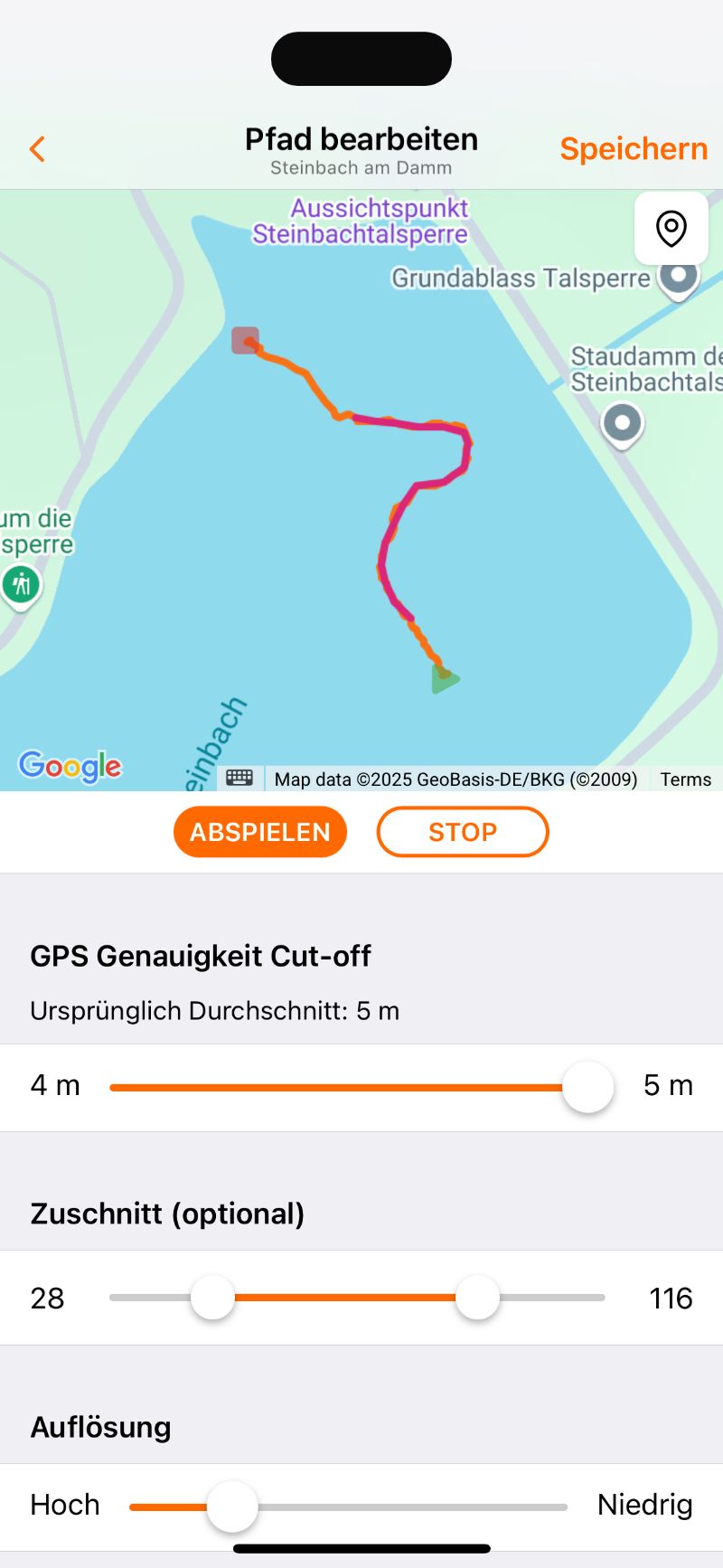 GPS-Pfad nachträglich bearbeiten
