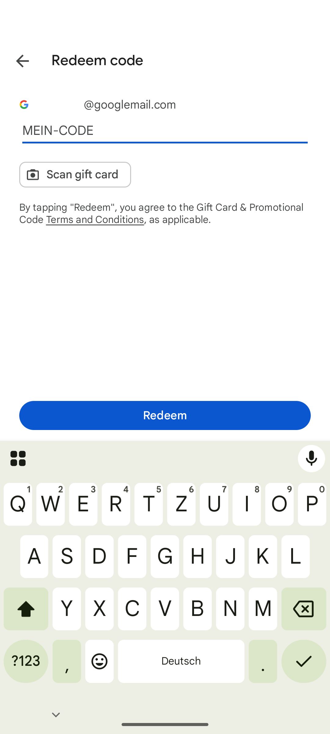 Code einlösen - Schritt 4